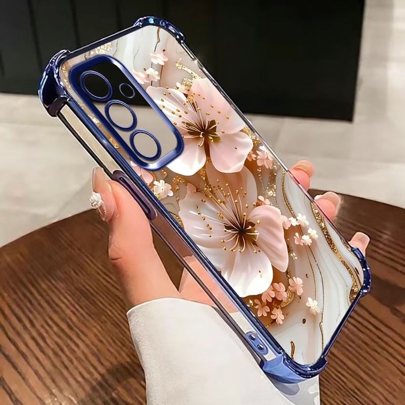 Phone Case Clear - Electroplated Flower Clear Phone Case For