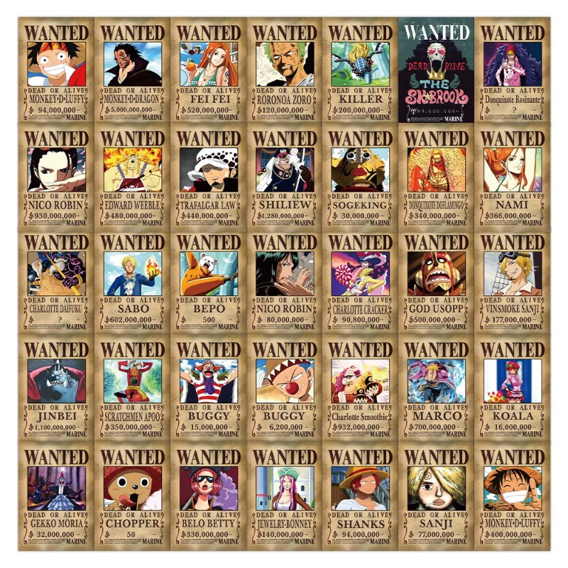 56 Pcs One Piece Wanted Poster - огляд і ціна Phone Accessories Poster